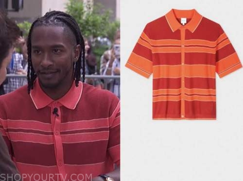 Access Daily: May 2022 Scott Evans's Orange and Red Striped Knit Polo ...