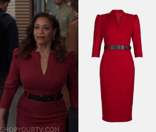 Greys Anatomy: Season 18 Episode 17 Catherine's Red V Neck Dress | Shop ...