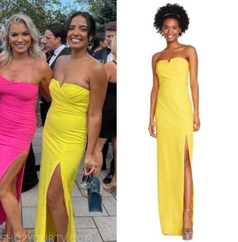 Summer House: Season 6 Episode 15 Danielle's Yellow Strapless Dress 