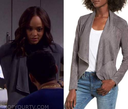 Days Of Our Lives: May 2022 Lani's Grey Draped Front Jacket | Shop Your TV