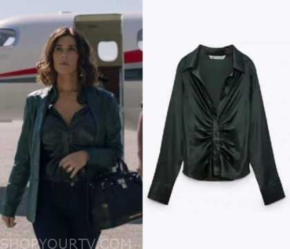 Barry: Season 3 Episode 5 Green Satin Ruched Front Blouse | Shop Your TV