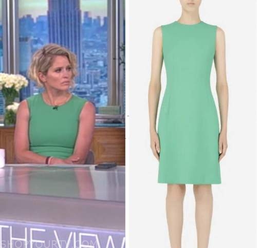 The View: June 2022 Sara Haines's Green Sleeveless Sheath Dress | Shop ...