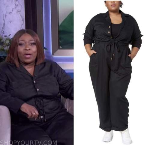 The Real: June 2022 Loni Love's Black Drawstring Jumpsuit | Shop Your TV