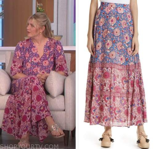 The Talk: June 2022 Amanda Kloots's Pink Floral Skirt | Shop Your TV