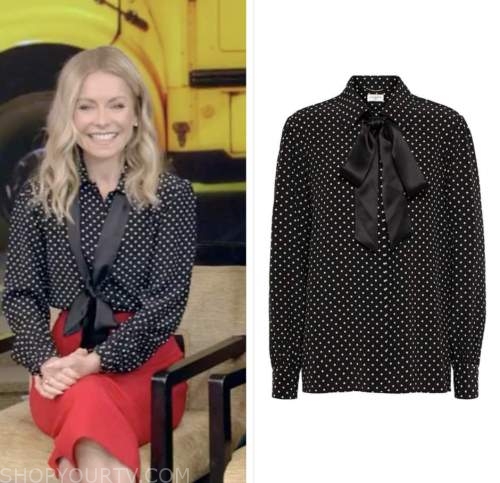 Live with Kelly and Ryan: June 2022 Kelly Ripa's Black Polka Dot Tie ...