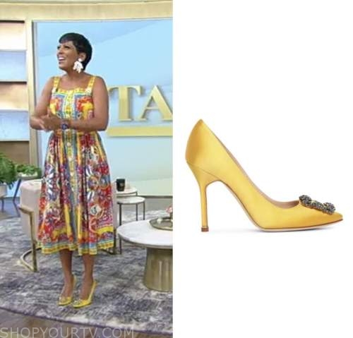 Tamron Hall Show: June 2022 Tamron Hall's Yellow Satin Embellished ...