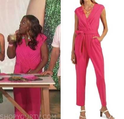 The Talk: June 2022 Sheryl Underwood's Hot Pink Wrap Jumpsuit | Shop ...