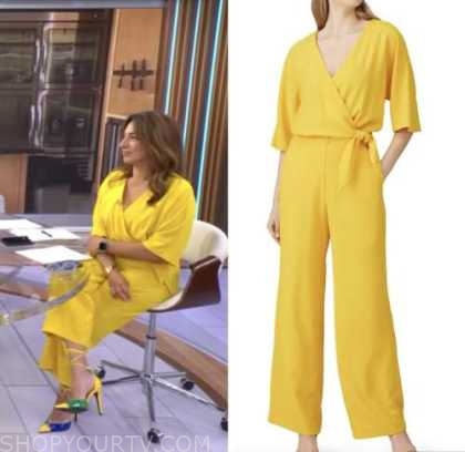 CBS Mornings: June 2022 Michelle Miller's Yellow Wrap Jumpsuit | Shop ...