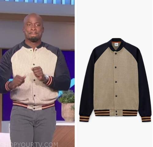 The Talk: June 2022 Akbar Gbajabiamila's Plaid Bomber Jacket | Shop Your TV