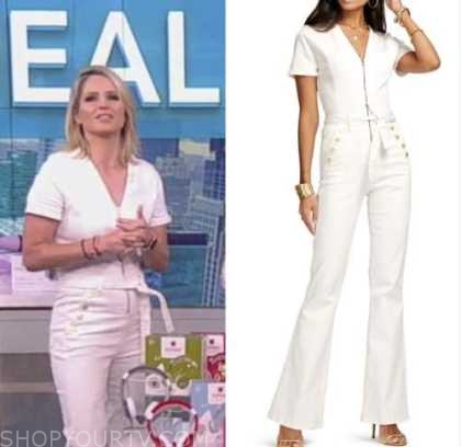 The View: June 2022 Sara Haines's White Denim Zip-Front Button Jumpsuit ...