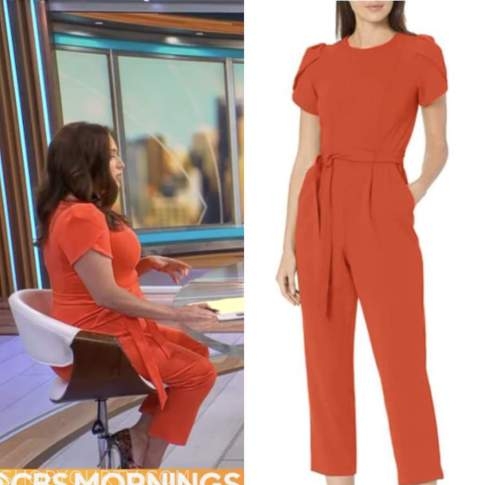 CBS Mornings: June 2022 Nikki Battiste's Orange Tie Waist Jumpsuit ...