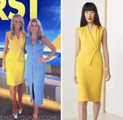 Fox and Friends: June 2022 Carley Shimkus's Yellow Peplum Sheath Dress ...