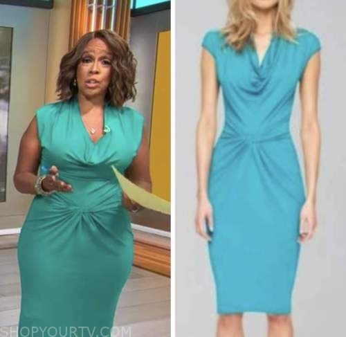 CBS Mornings: June 2022 Gayle King's Teal Blue Ruched Dress | Shop Your TV