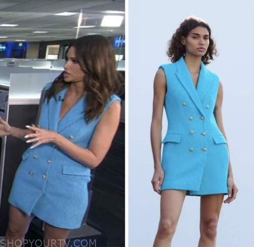 Extra: June 2022 Jennifer Lahmers's Blue Textured Vest Dress | Shop Your TV