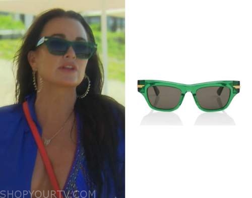 WornOnTV: Kyle's blue wrap dress and green sunglasses on The Real  Housewives of Beverly Hills, Kyle Richards