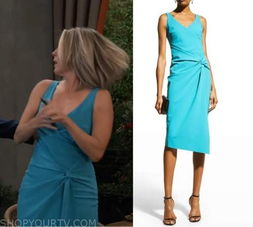 General Hospital June 2022 Carlys Blue V Neck Twist Front Dress Shop Your Tv 4658