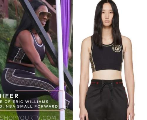 Basketball Wives: Season 10 Episode 5 White & Silver Fendi Logo Trim Sports  Bra