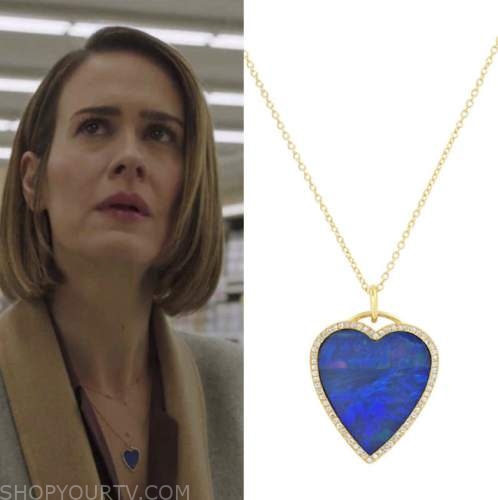 sarah paulson blue heart necklace