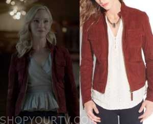 Legacies: Season 4 Episode 20 Caroline's Red Sued Jacket | Shop Your TV