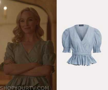 Legacies: Season 4 Episode 20 Caroline's Wrap Chambray Shirt | Shop Your TV