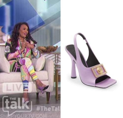 The talk: July 2022 Vivica A. Fox's Purple Square Peep Toe Slingback ...