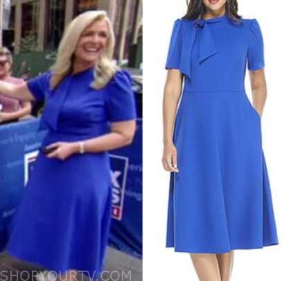 Fox and Friends: July 2022 Janice Dean's Blue Tie Neck Flare Dress ...