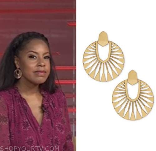 sheinelle jones, the today show, gold disc earrings