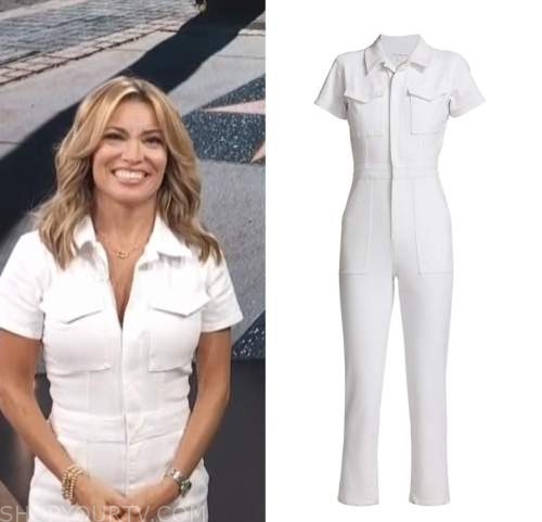 Access Hollywood: July 2022 Kit Hoover's White Zip-Front Jumpsuit ...