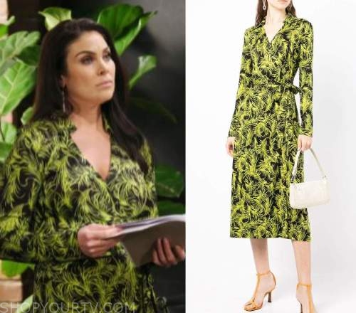 Days Of Our Lives: July 2022 Chloe's Black & Green Printed Wrap Dress ...