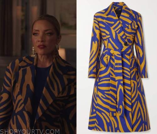 Dynasty: Season 5 Episode 16 Dominique's Purple & Orange Zebra Print ...