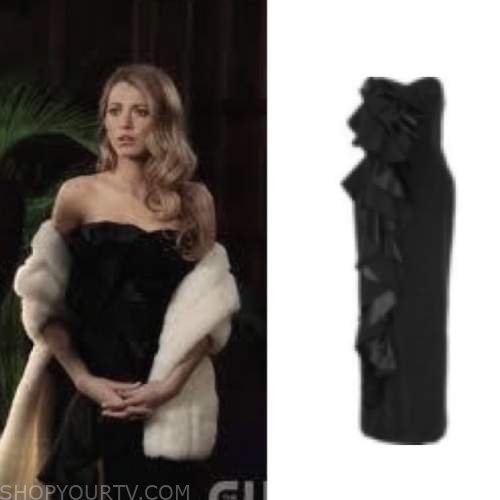 Gossip Girl: Season 4 Episode 18 Serena's Black silk ruffle dress