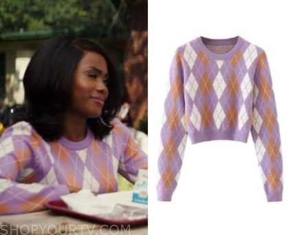 P-Valley: Season 2 Episode 5 Purple Argyle Print Sweater | Shop Your TV