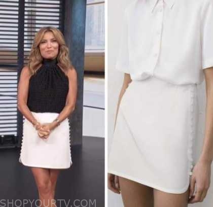 Access Hollywood: August 2022 Kit Hoover's White Button Trim Satin Mini ...
