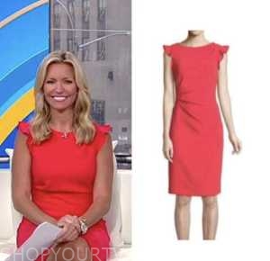 Fox and Friends: August 2022 Ainsley Earhardt's Coral Red Flutter ...