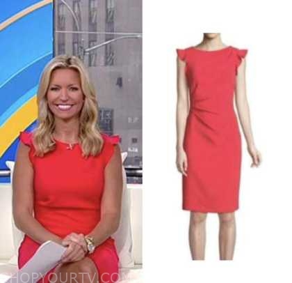 Fox and Friends: August 2022 Ainsley Earhardt's Coral Red Flutter ...