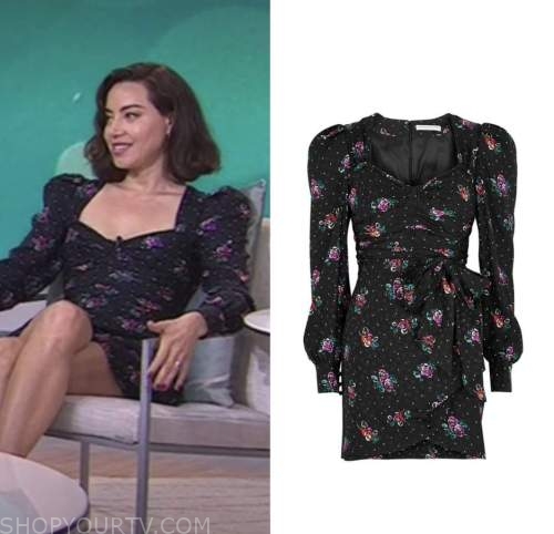 Aubrey Plaza dons a floral print mini dress while heading for an appearance  on NBC's Today