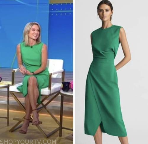 Good Morning America: August 2022 Amy Robach's Green Midi Dress | Shop ...