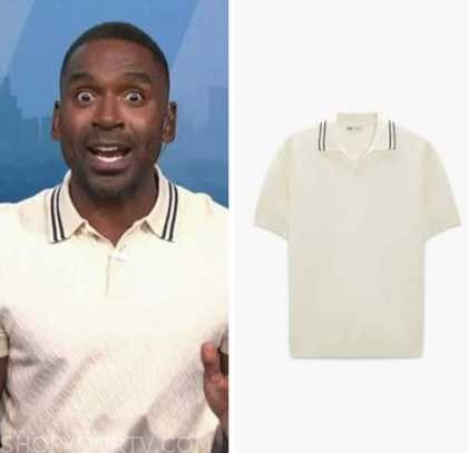 The Today Show: August 2022 Justin Sylvester's Ivory Textured Knit Polo ...