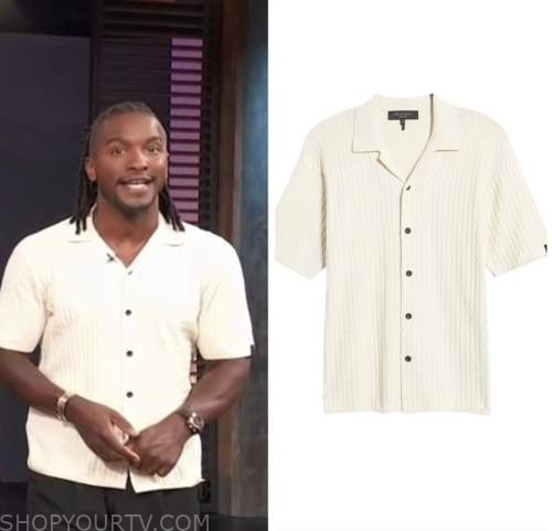 Access Hollywood: August 2022 Scott Evans's Ivory Knit Shirt | Shop Your TV