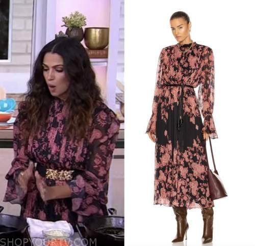 The Today Show: August 2022 Camila Alves's Pink and Black Floral Midi ...