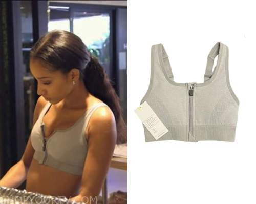 Grey Zip Front Sports Bra