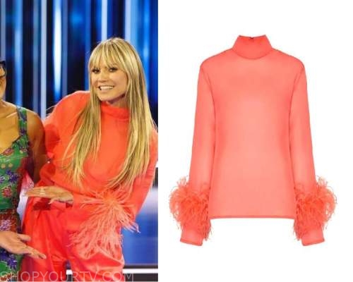 Password: Season 1 Heidi Klum's Orange Feather Trim Top | Shop Your TV