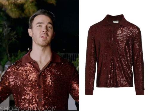 Claim to Fame: Season 1 Episode 6 Kevin's Burgundy Sequin Button Down ...