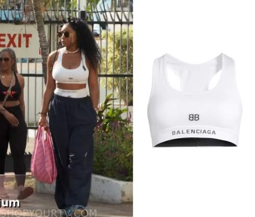 Balenciaga Logo-Embroidered Sports Bra worn by Marlo Hampton as