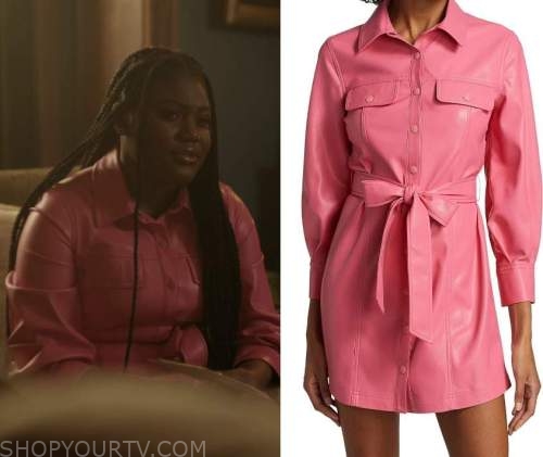 The Chi: Season 5 Episode 8 Pink Leather Belted Dress | Shop Your TV