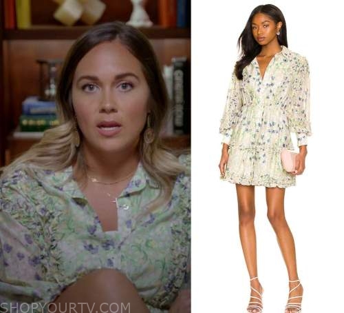 Claim to Fame: Season 1 Episode 4 Brittany's Green & Purple Foral Mini ...