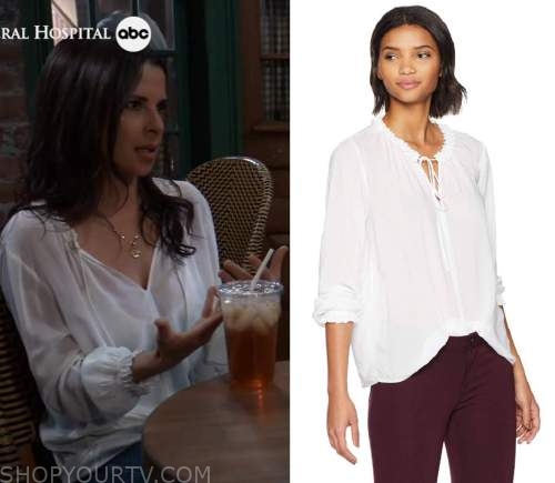 General Hospital: August 2022 Sam's White Tie Neck BLouse | Fashion ...