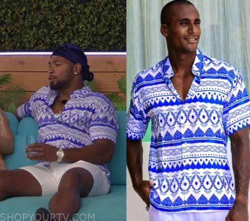 Love Island (USA): Season 4 Episode 34 Jesse's Blue Printed Shirt ...