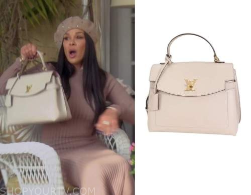 Louis Vuitton Greige Soft Calfskin Lockme Ever MM worn by Sheree