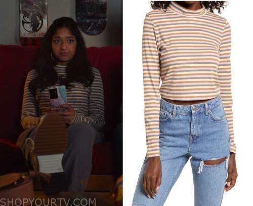 Never Have I Ever: Season 3 Episode 2 Devi's Striped Mockneck Long 